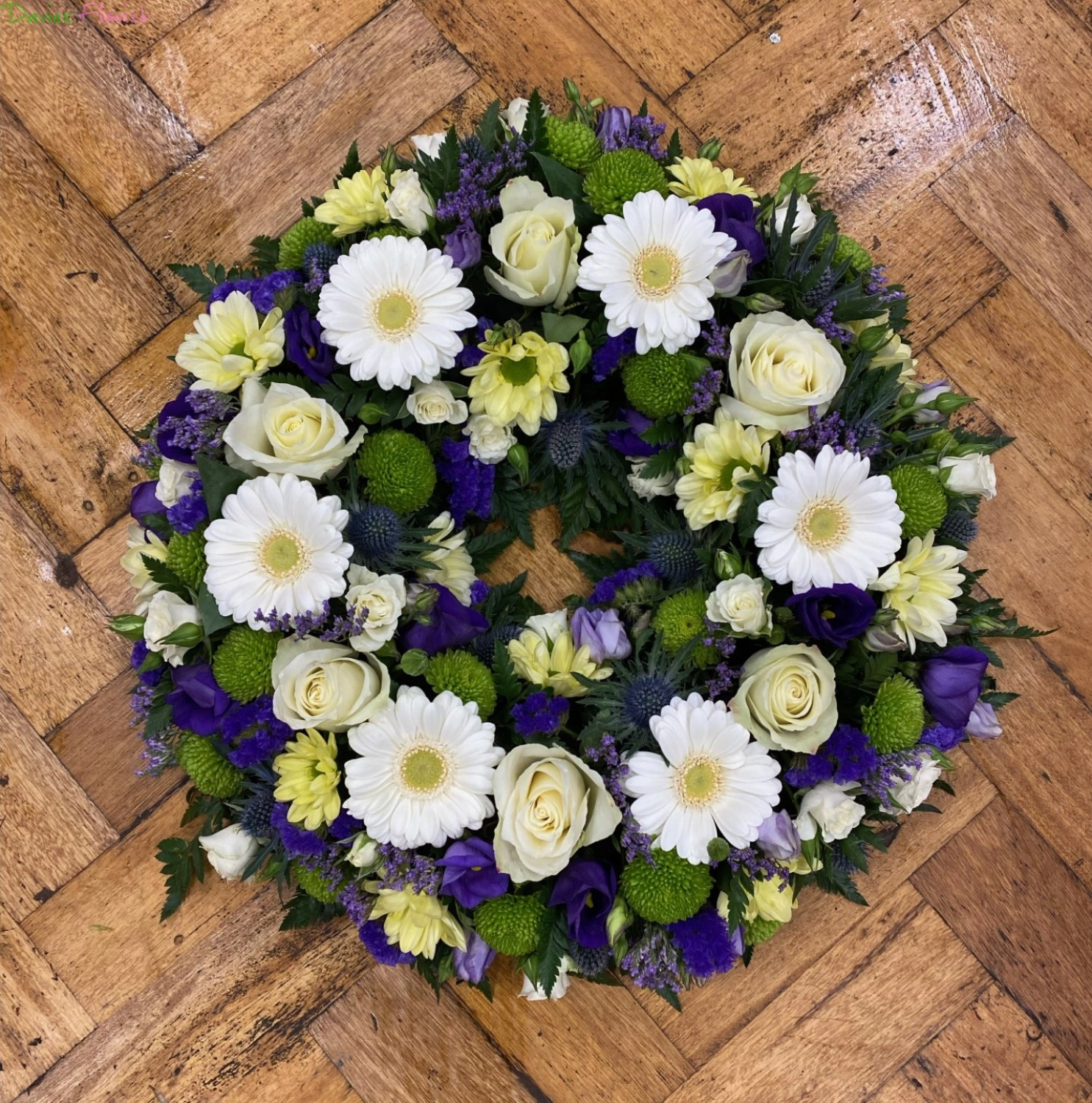 Blue and White loose Wreath