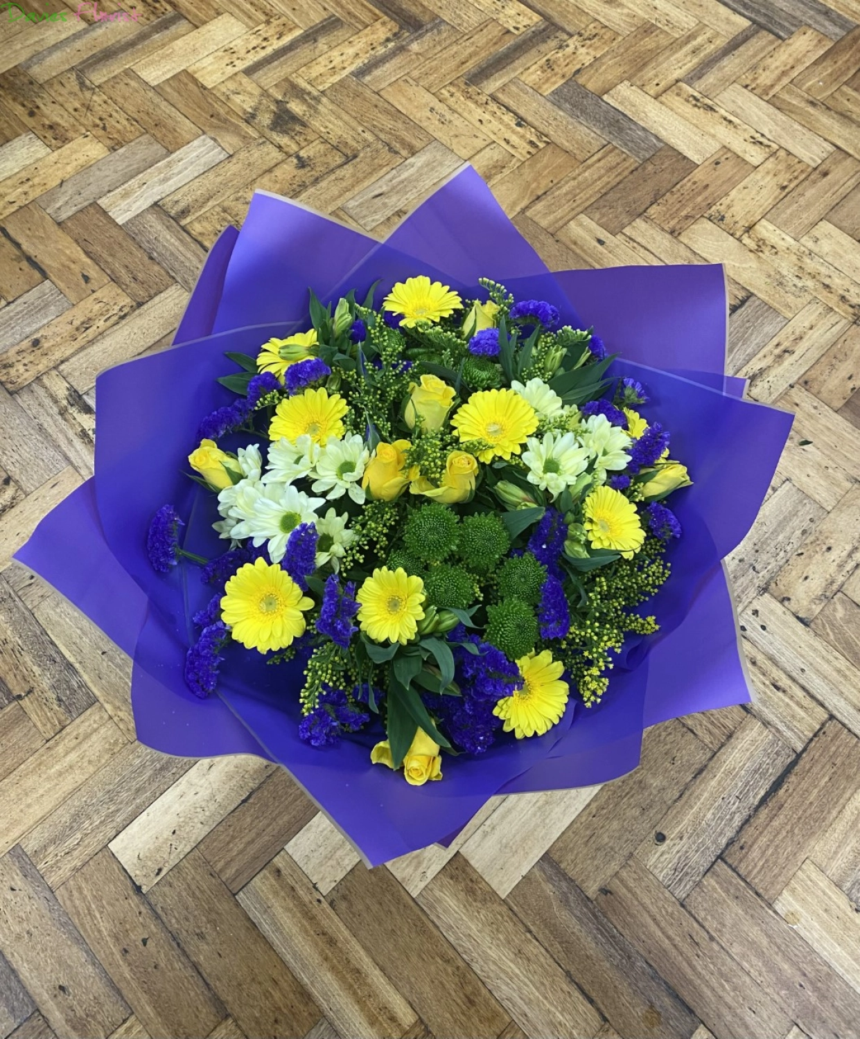 Yellow, Green and Purple Handtied