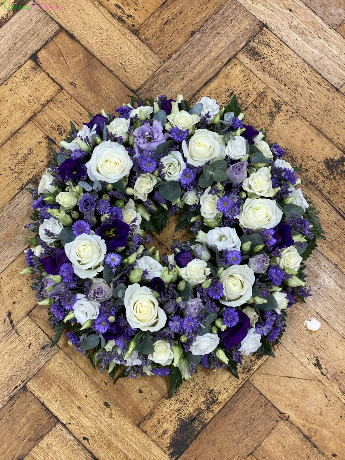 White and lilac Rose and Lizzy Wreath