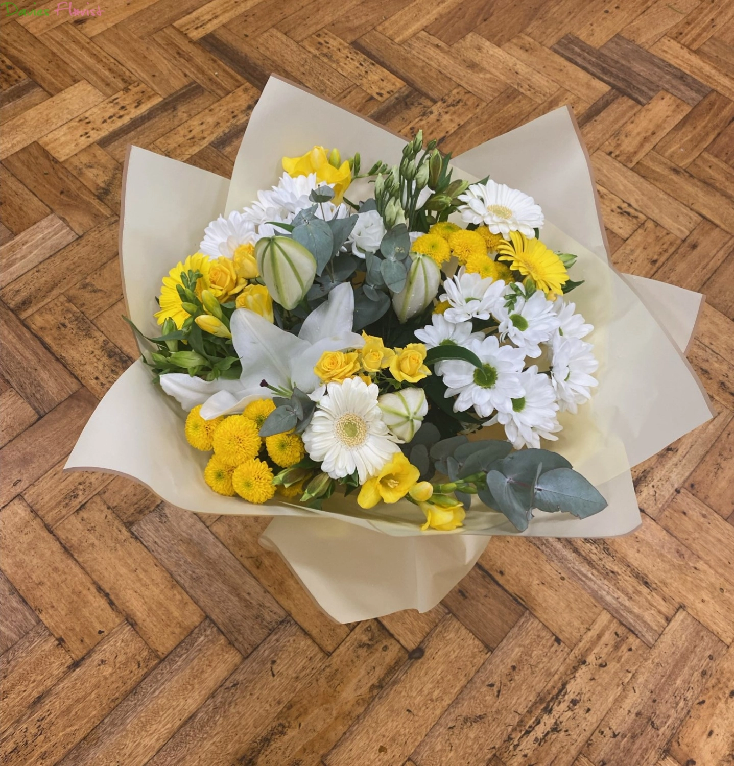 Yellow and White Handtied