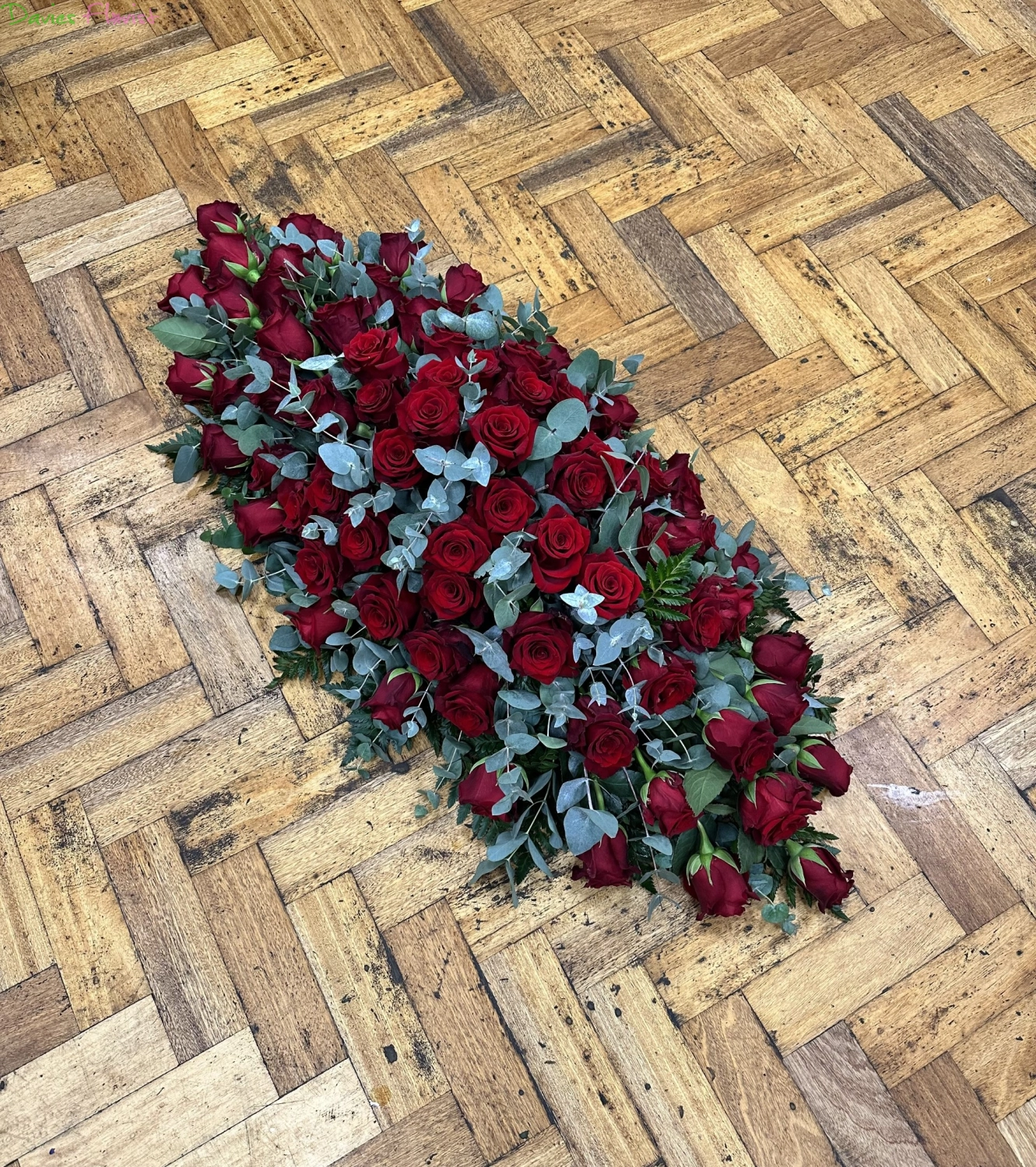 All Red Rose Coffin Spray