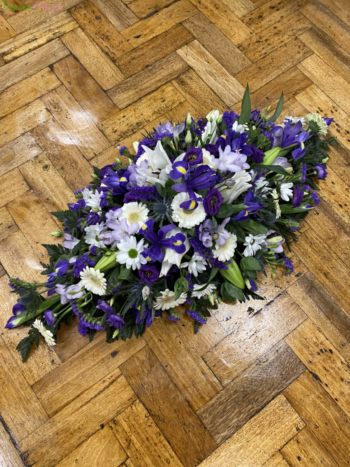 Lilac and Blue Coffin Spray