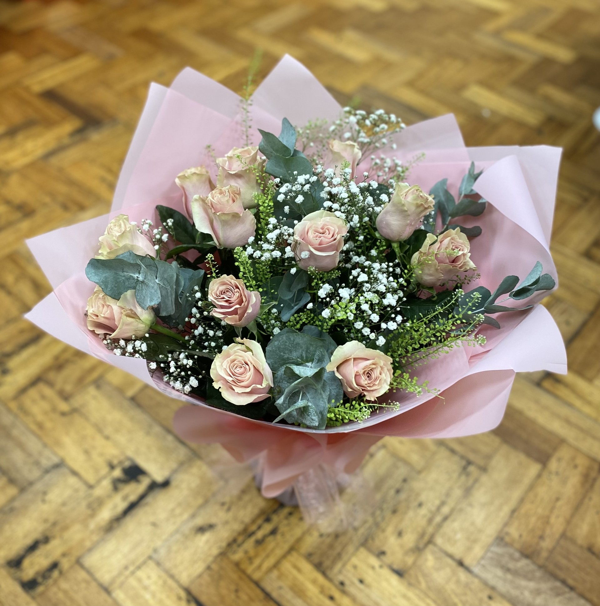 Classic Pink Rose Handtied