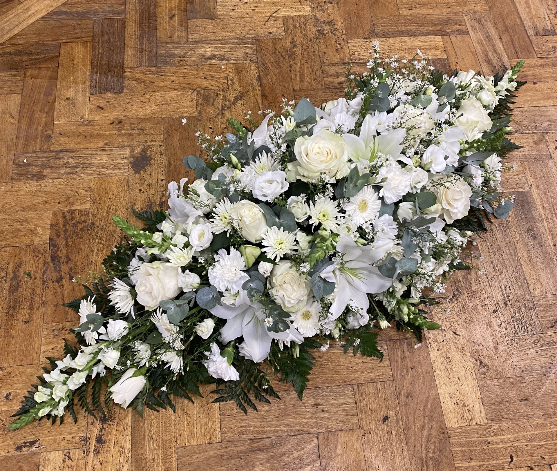All white Mixed Coffin Spray