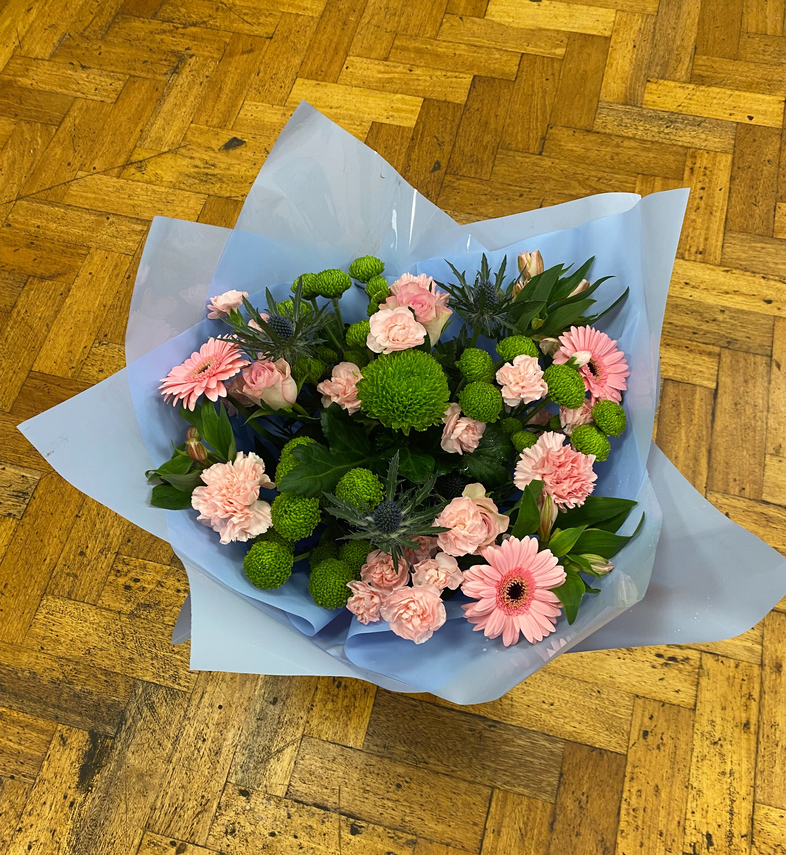 Pink, Blue and Green Handtied